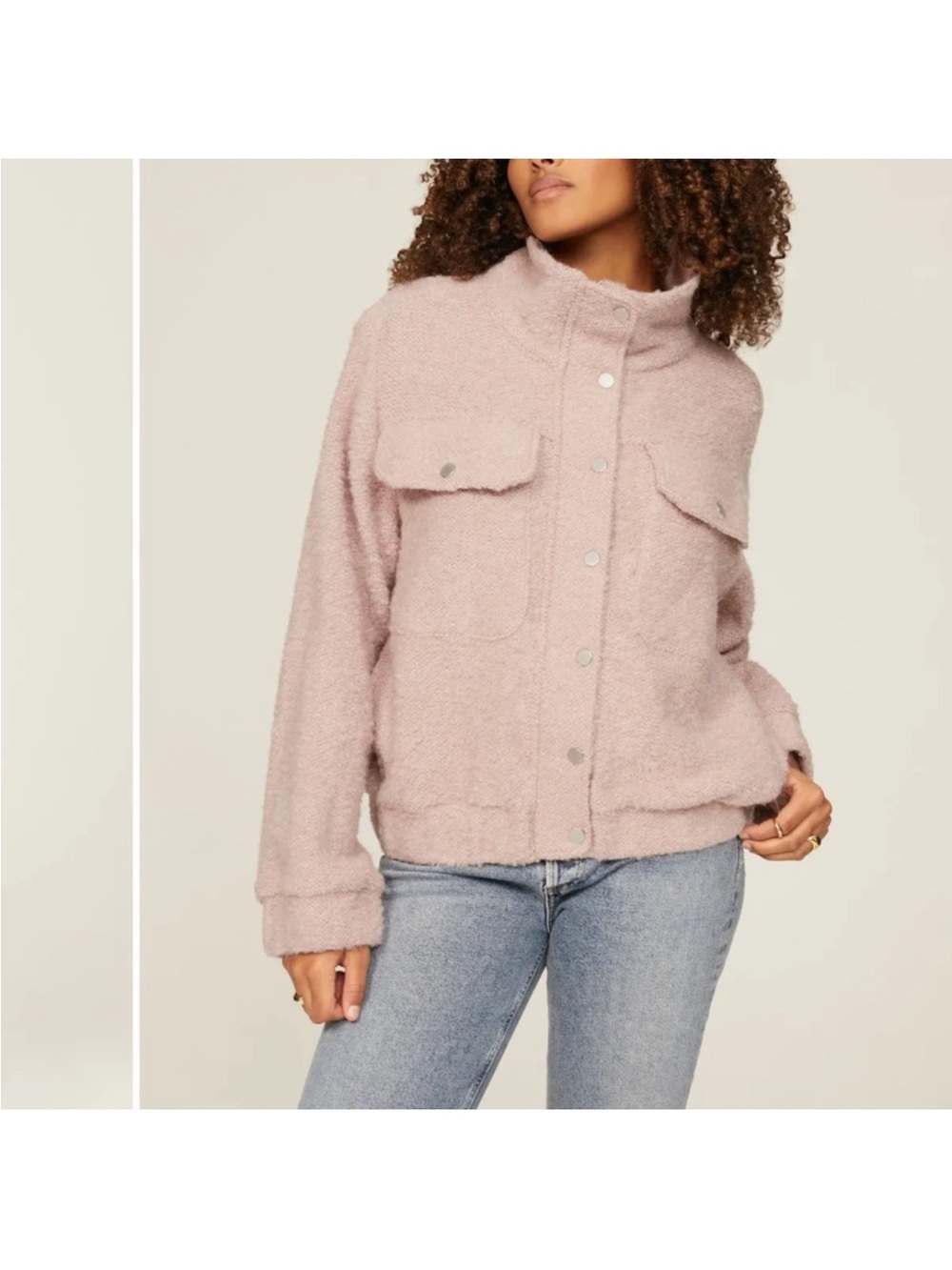 Michael Stars Cozy Teddy Jacket in Pink Size S